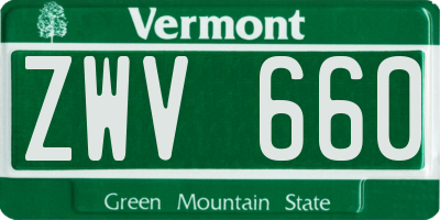 VT license plate ZWV660