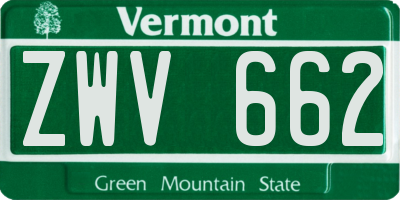 VT license plate ZWV662