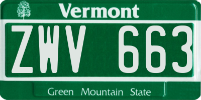 VT license plate ZWV663