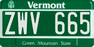 VT license plate ZWV665
