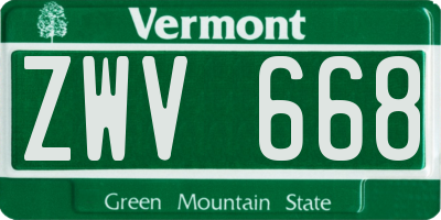 VT license plate ZWV668