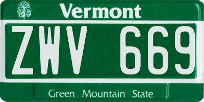 VT license plate ZWV669