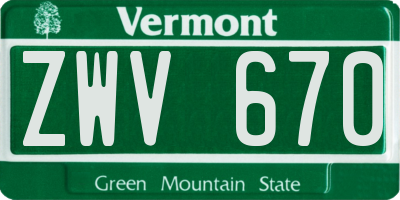 VT license plate ZWV670