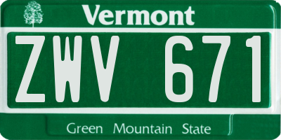 VT license plate ZWV671