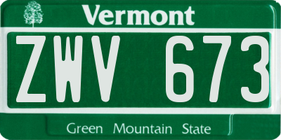 VT license plate ZWV673