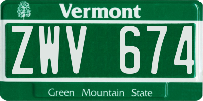 VT license plate ZWV674