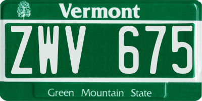 VT license plate ZWV675