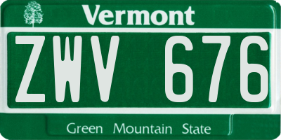 VT license plate ZWV676