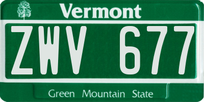 VT license plate ZWV677