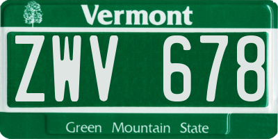 VT license plate ZWV678