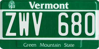 VT license plate ZWV680