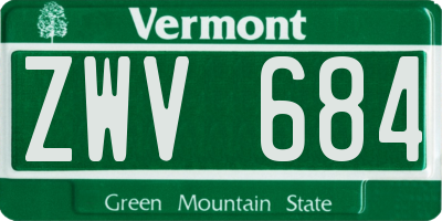 VT license plate ZWV684