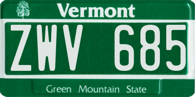 VT license plate ZWV685