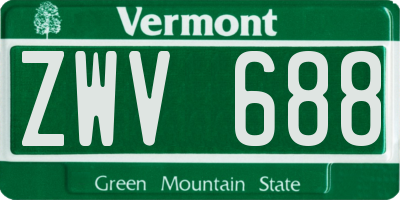 VT license plate ZWV688