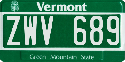 VT license plate ZWV689