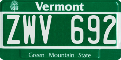 VT license plate ZWV692