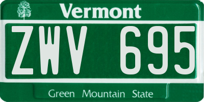 VT license plate ZWV695