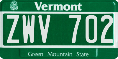 VT license plate ZWV702