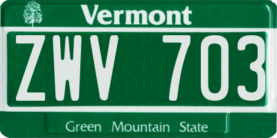 VT license plate ZWV703