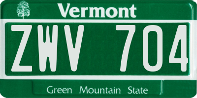 VT license plate ZWV704