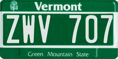 VT license plate ZWV707