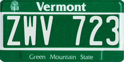 VT license plate ZWV723