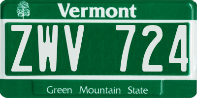 VT license plate ZWV724