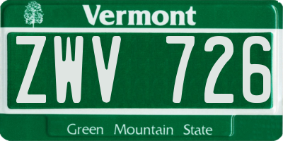 VT license plate ZWV726