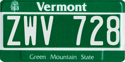 VT license plate ZWV728