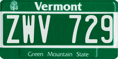 VT license plate ZWV729