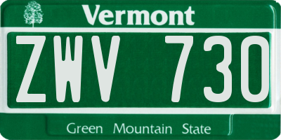 VT license plate ZWV730