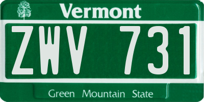 VT license plate ZWV731