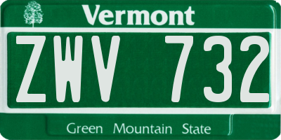 VT license plate ZWV732