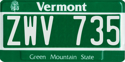 VT license plate ZWV735