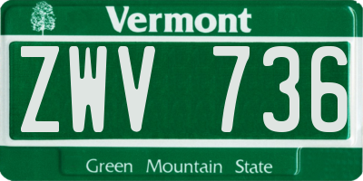 VT license plate ZWV736