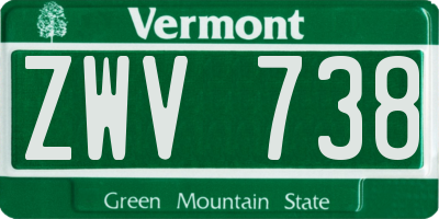 VT license plate ZWV738