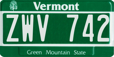 VT license plate ZWV742