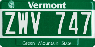 VT license plate ZWV747