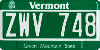 VT license plate ZWV748