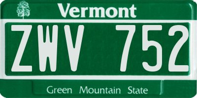 VT license plate ZWV752