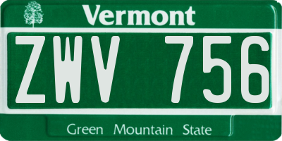 VT license plate ZWV756