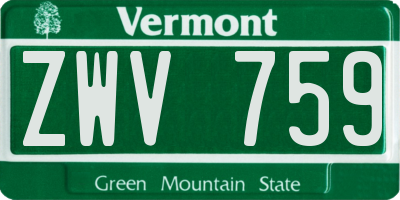 VT license plate ZWV759