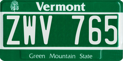 VT license plate ZWV765