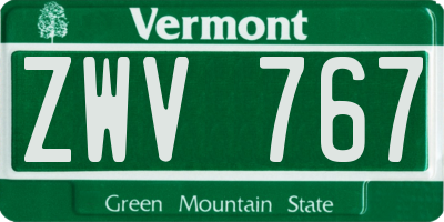 VT license plate ZWV767
