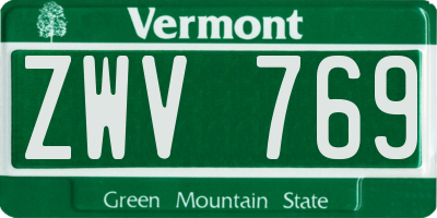 VT license plate ZWV769