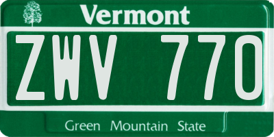 VT license plate ZWV770