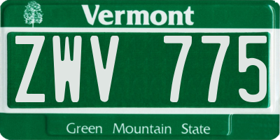 VT license plate ZWV775