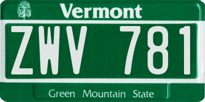 VT license plate ZWV781