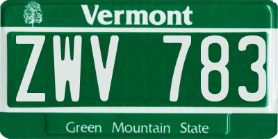 VT license plate ZWV783