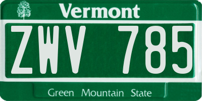 VT license plate ZWV785